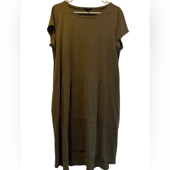 Eileen Fisher Water Viscose Jersey Bateau Neck Cap Sleeve Dress, Size XL - Picture 2 of 5